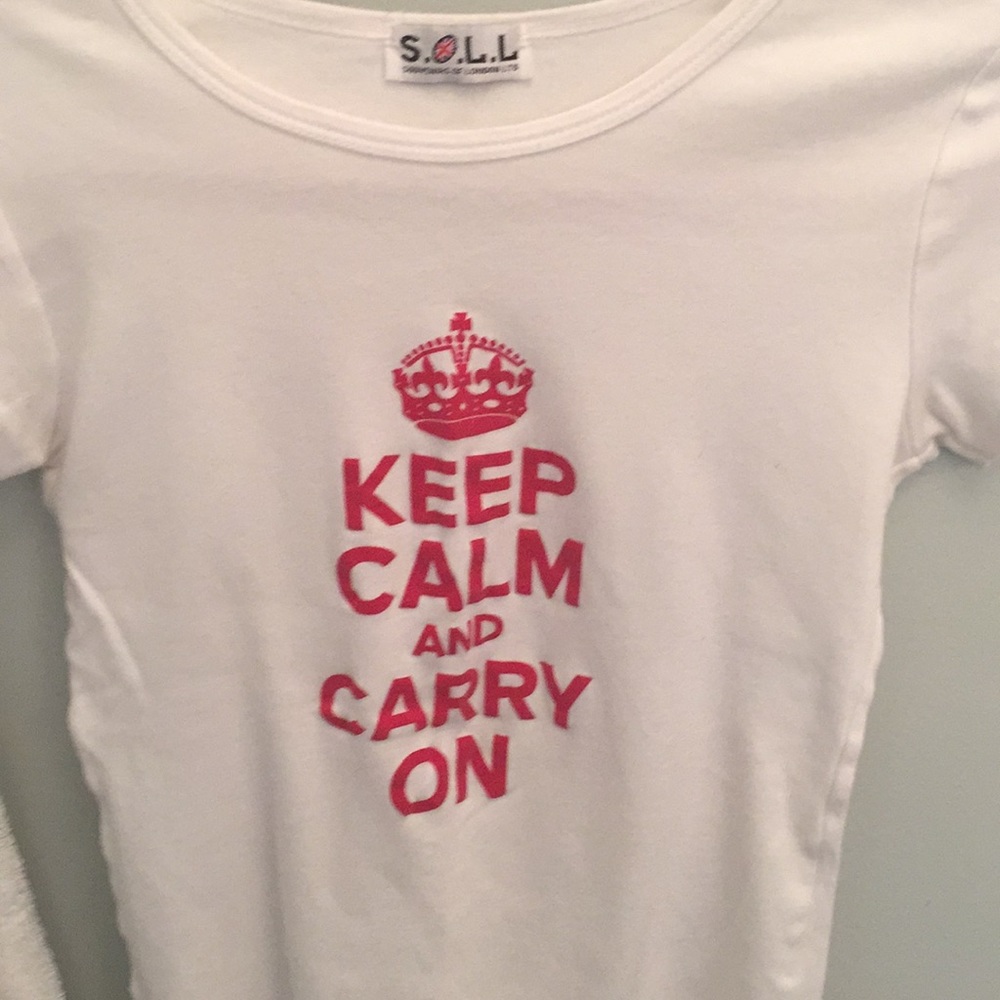 Keep Calm and Carry On White T-shirt. From London